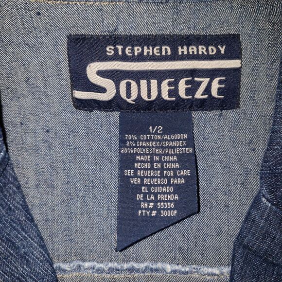 Vintage 90's Y2K SQUEEZE JEANS Stretch Denim Zip Front Jumpsuit Juniors Size 1/2 - Picture 4 of 7